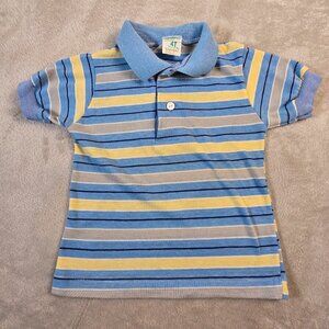 Vintage Toddle Time JC Penney Boys 4T Polo Shirt Blue Yellow Stripe 80s Retro US